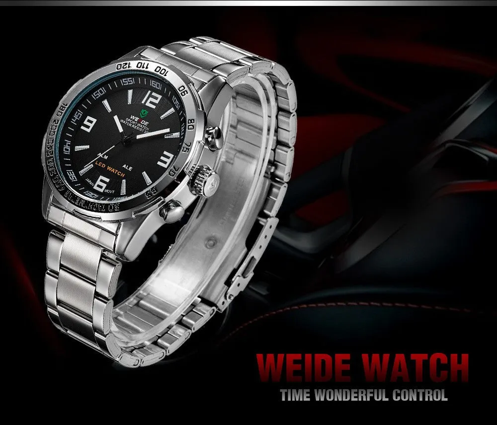 Top Watches Men Luxury Brand WEIDE Fashion & Casual Wrist LED Series Analog Digital Display 3ATM Waterproof Popular Watches