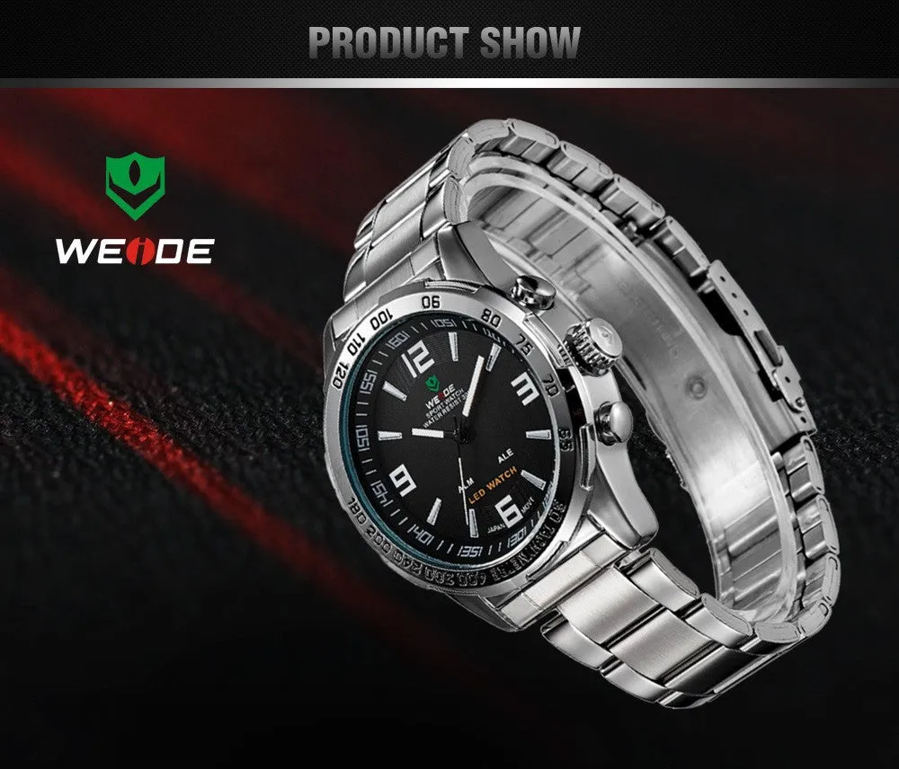 Top Watches Men Luxury Brand WEIDE Fashion & Casual Wrist LED Series Analog Digital Display 3ATM Waterproof Popular Watches