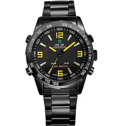 Top Watches Men Luxury Brand WEIDE Fashion & Casual Wrist LED Series Analog Digital Display 3ATM Waterproof Popular Watches