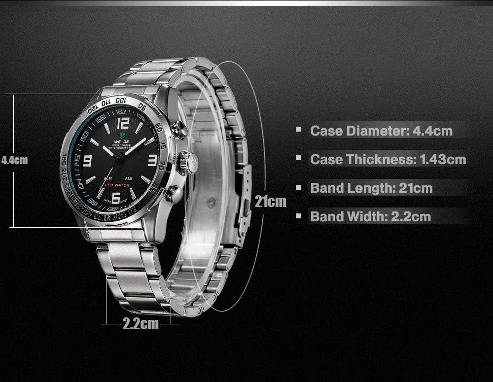 Top Watches Men Luxury Brand WEIDE Fashion & Casual Wrist LED Series Analog Digital Display 3ATM Waterproof Popular Watches