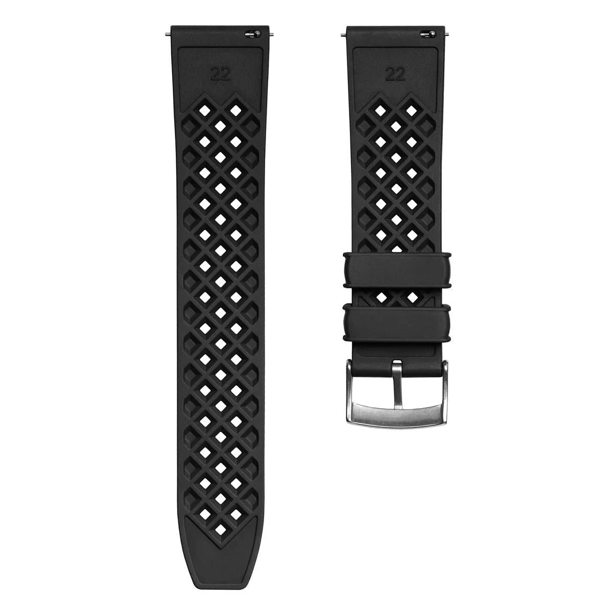 Tropical Ocean FKM Fluoro Rubber Watch Strap - Black