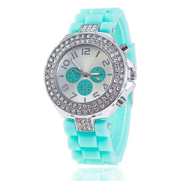 Vansvar Brand Fashion Silicone Watch Crystal Silicone Jelly Watches Watched Women Rhinestone Watch Relogio Feminino BW1000