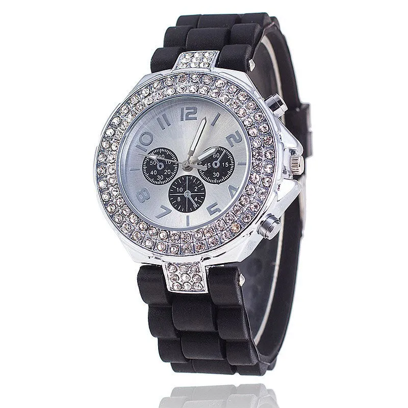 Vansvar Brand Fashion Silicone Watch Crystal Silicone Jelly Watches Watched Women Rhinestone Watch Relogio Feminino BW1000