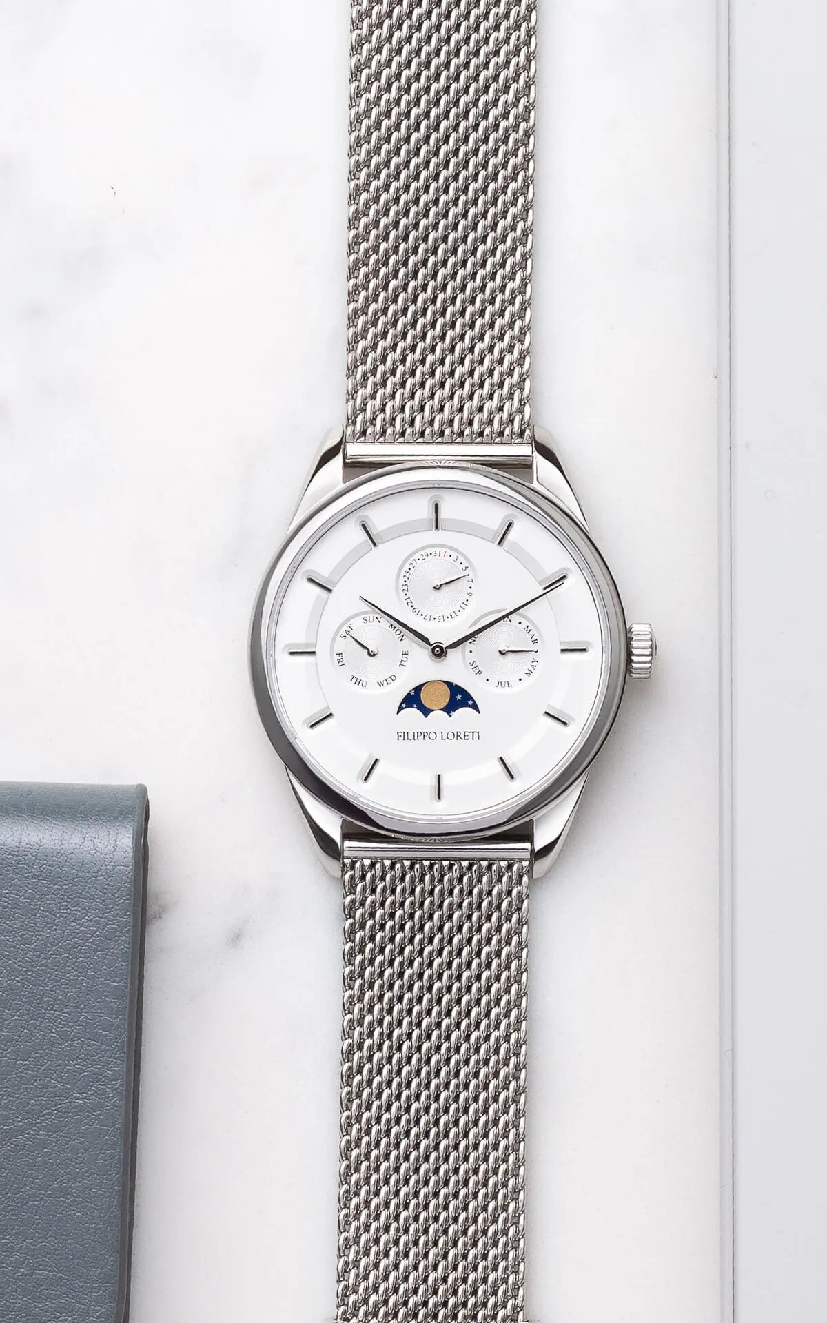 Venice Moonphase Silver Mesh