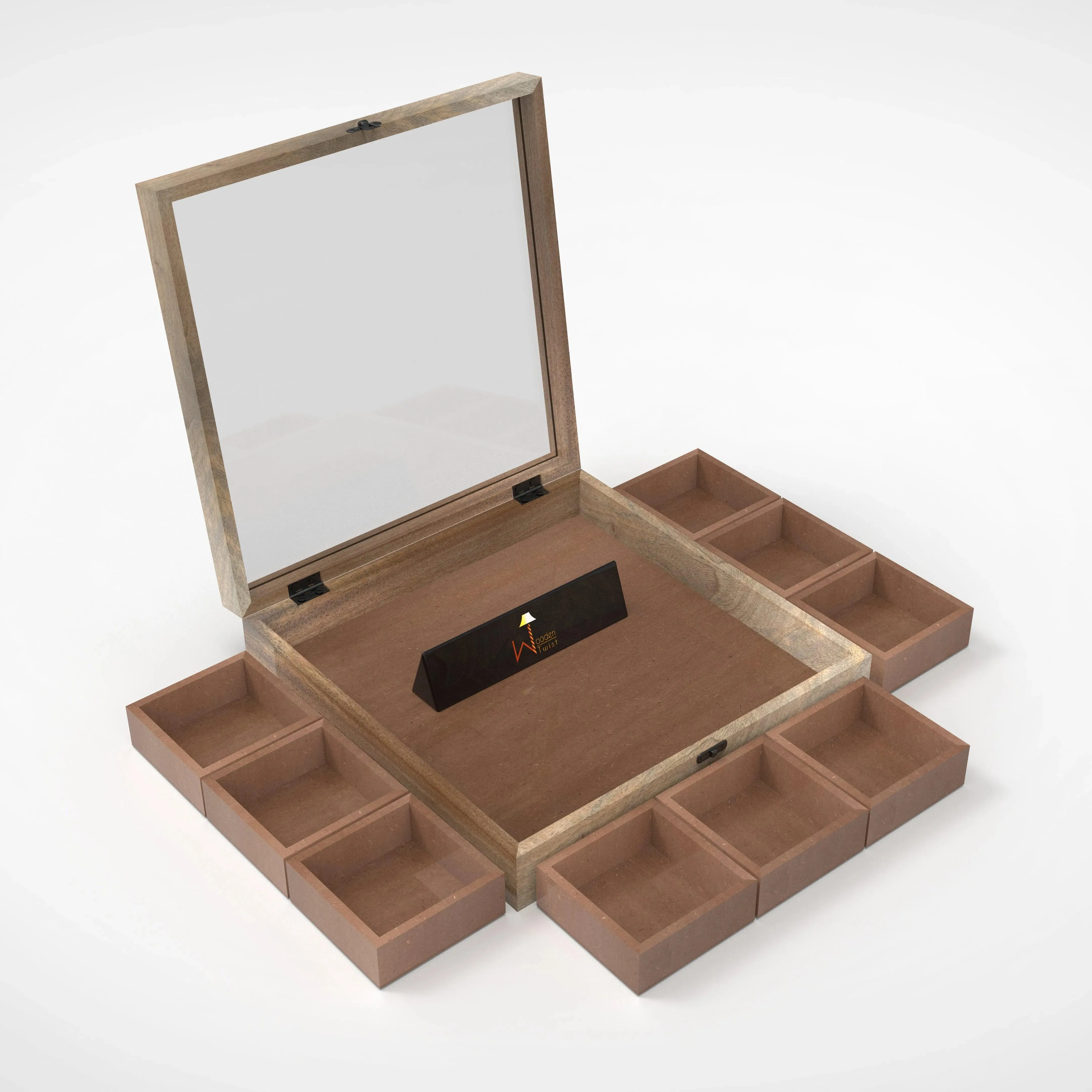 Wooden Watch Box With 9 Compartments