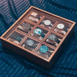 Wooden Watch Box With 9 Compartments