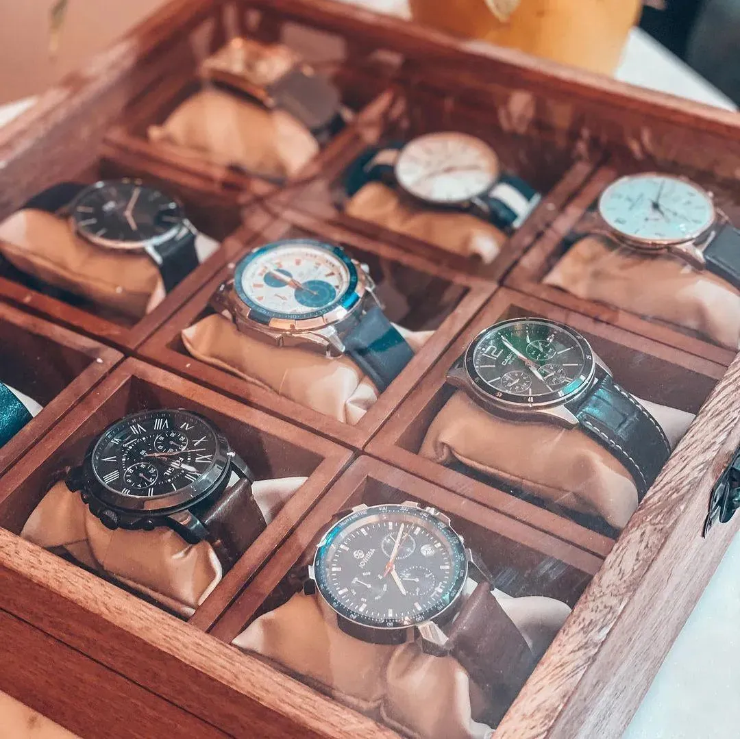 Wooden Watch Box With 9 Compartments