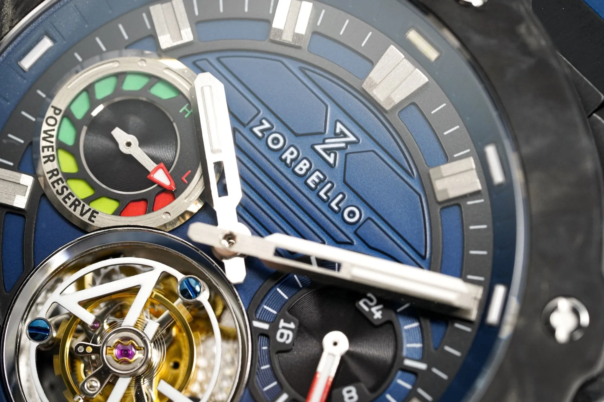 Zorbello Watch T3 Tourbillon Blue Super-Luminova® Tritium ZBAD004