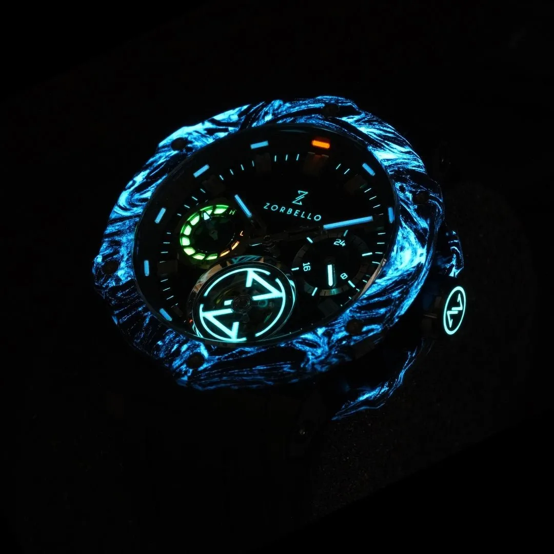 Zorbello Watch T3 Tourbillon Blue Super-Luminova® Tritium ZBAD004