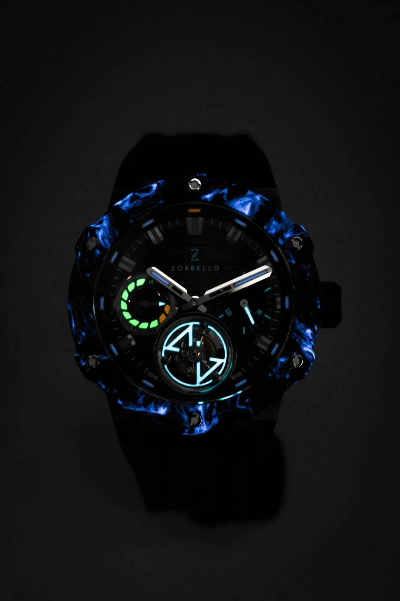 Zorbello Watch T3 Tourbillon Blue Super-Luminova® Tritium ZBAD004