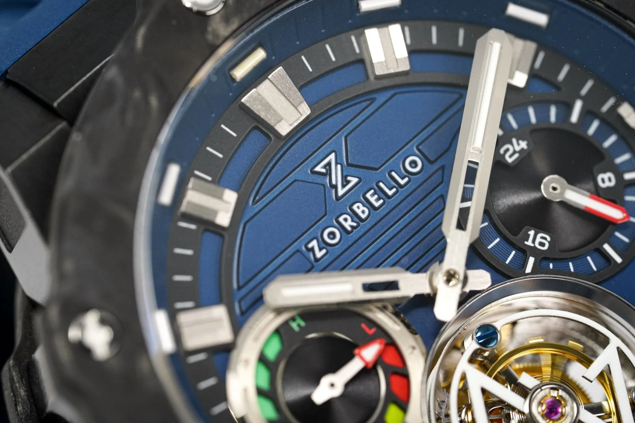 Zorbello Watch T3 Tourbillon Blue Super-Luminova® Tritium ZBAD004